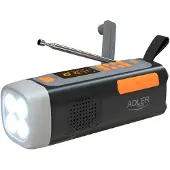 Adler Hätäradio , aurinkopaneelilla, käsikammella ja ulkoisella akulla, Bluetooth 5.0, 4 W LED-taskulamppu, 4500 mAh, AD 1920