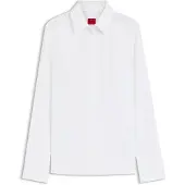 HUGO for woman. 50554568 Slim Fit Twill Shirt white (32), Casual, Cotton, Classic, Long sleeve