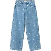 Mango Wide Leg Jeans With Floral Embroidery - Blue - 152