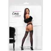 Cottelli collection Cottelli Legwear Flirt mustat stay-up-sukat pitsireunalla M
