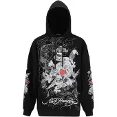 Ed Hardy Collegepaita 'Death Or Glory Love' harmaa / punainen / musta / valkoinen