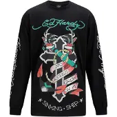 Ed Hardy Paita ruohonvihreä / burgundin punainen / musta / valkoinen