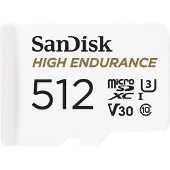 SanDisk High Endurance microSDXC 512GB U3 V30 (R100 / W40 MB/s) - muistikortti valvontakameraan
