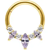 Wildcat Marquise Hinged Septum Clicker -lävistysrengas - Kultainen metalli, Laventelinpunainen