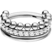 Wildcat Triple Bubble Crystal Clicker - lävistysrengas - Hopeinen metalli, 10,0 mm