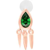 Wildcat Green Emerald Push Fit Labret - 7,0 mm, Ruusukultainen metalli