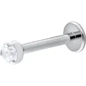 Wildcat Single Crystal Push-Fit Labret - lävistyskoru - 9,0 mm, Valkokulta, 2,0 mm