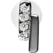Wildcat Crystal Double Bar Push Fit Labret - 7,0 mm, Musta metalli