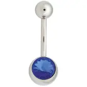 Wildcat Double Jewelled Navel Bananabell - napakoru - 1,6 mm, 10,0 mm, Safiirin sininen, Hopeinen metalli