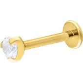 Wildcat Single Crystal Push-Fit Labret - lävistyskoru - 14,0 mm, Kultainen metalli, 3,0 mm