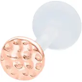 Wildcat Medium Circle Hammered Push Fit Labret - 9,0 mm, Rožnato Zlata