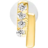 Wildcat Crystal Double Bar Push Fit Labret - 6,0 mm, Kultainen metalli