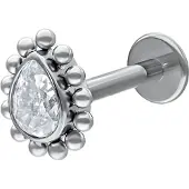 Wildcat Crystal Teardrop Push-Fit Labret - lävistyskoru - 6,0 mm, Valkokulta