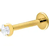 Wildcat Single Crystal Push-Fit Labret - lävistyskoru - 10,0 mm, Kultainen metalli, 2,5 mm