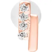 Wildcat Crystal Double Bar Push Fit Labret - 8,0 mm, Ruusukultainen metalli