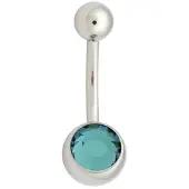 Wildcat Double Jewelled Navel Bananabell - napakoru - 1,6 mm, 12,0 mm, Zirkonin sininen, Hopeinen metalli