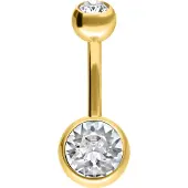 Wildcat Multicut Double Jewelled Bananabell - lävistyskoru - 8,0 mm, Valkoinen, Kultainen metalli