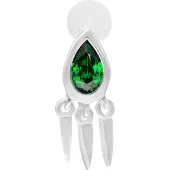 Wildcat Green Emerald Push Fit Labret - 11,0 mm, Hopeinen metalli