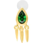 Wildcat Green Emerald Push Fit Labret - 8,0 mm, Kultainen metalli