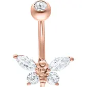 Wildcat Mehiläisnapakoru - Multi Jewelled Bee - 10,0 mm, Ruusukultainen metalli