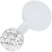 Wildcat Little Circle Hammered Push Fit Labret - 5,0 mm, Hopeinen metalli
