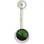 Wildcat Double Jewelled Navel Bananabell - napakoru - 1,6 mm, 6,0 mm, Smaragdin vihreä, Hopeinen metalli