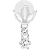 Wildcat Lotus Push Fit Labret - 8,0 mm, Hopeinen metalli