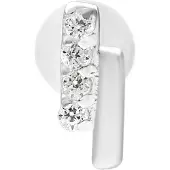 Wildcat Crystal Double Bar Push Fit Labret - 5,0 mm, Hopeinen metalli