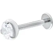 Wildcat Single Crystal Push-Fit Labret - lävistyskoru - 8,0 mm, Valkokulta, 4,0 mm
