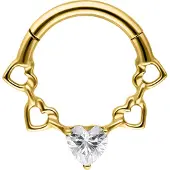Wildcat Crystal Hearts Septum Clicker -lävistysrengas - Kultainen metalli