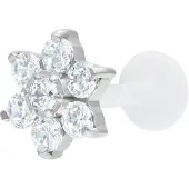 Wildcat Crystal Flower Screwing Labret<!--63dd0344d3dfb--> - Hopeinen metalli