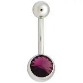Wildcat Double Jewelled Navel Bananabell - napakoru - 1,6 mm, 10,0 mm, Ametisti, Hopeinen metalli