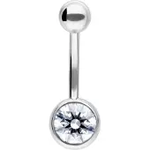 Wildcat Jewelled Bananabell with Zirkonia - Lävistyskoru - 10,0 mm, Hopeinen metalli, Valkoinen