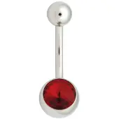 Wildcat Double Jewelled Navel Bananabell - napakoru - 1,6 mm, 6,0 mm, Punainen, Hopeinen metalli