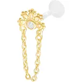 Wildcat Crystal Sunrise Push Fit Labret - 9,0 mm, Kultainen metalli