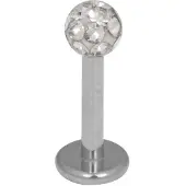 Wildcat Silver Titan Multi Jewelled Labret -lävistyskoru - 12,0 mm, 3,0 mm, Valkoinen