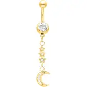 Wildcat Dangling Moon Bananabell - Lävistyskoru - 10,0 mm, Kultainen metalli