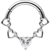 Wildcat Crystal Hearts Septum Clicker -lävistysrengas - Hopeinen metalli