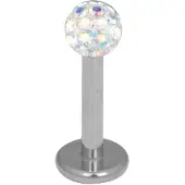 Wildcat Silver Titan Multi Jewelled Labret -lävistyskoru - 8,0 mm, 4,0 mm, Aurora Boreale