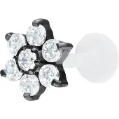Wildcat Crystal Flower Screwing Labret<!--63dd0344d3dfb--> - Musta metalli