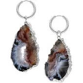 Wildcat Little Indian Agate Hoops - korvarenkaat (pari) - Hopeinen metalli