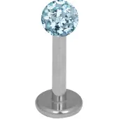 Wildcat Silver Titan Multi Jewelled Labret -lävistyskoru - 10,0 mm, 4,0 mm, Vaaleansininen