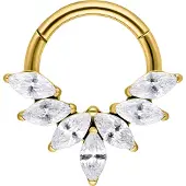 Wildcat Marquise Crystal Fan Septum Clicker - Lävistysrengas - Kultainen metalli, 10,0 mm