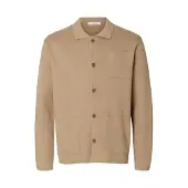 Selected Slmmike Light Polo Cardigan Noos - Beige - XL