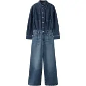 Mango Buttons Denim Jumpsuit - Navy - L