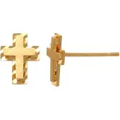 Lykken Crosses kultaiset risti nappikorvakorut 7.8 mm