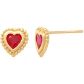 Lykken Hearts kultaiset sydän nappikorvakorut 7.4 mm