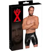 LateX Toys Seksikkäät shortsit Latex Pants Zip, musta, L