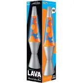 LAV Lava lamppu oranssi/sininen, hopeinen jalusta 37cm