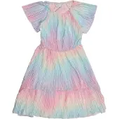 Lindex Plissé Dress With Glitter - Multi/patterned - 104